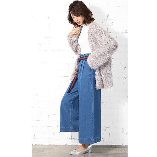 セール レディース アウター ノーカラーコート シープファー コート ジャケット ファー ミリアンデニ Mili An Deni Magaseek