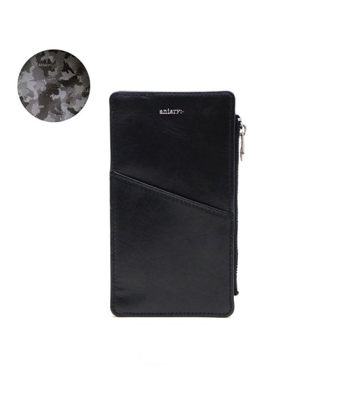 aniary(アニアリ)/アニアリ aniary マルチケース S Antique Leather アンティークレザー スマホポーチ スマホ ミニ財布 01－08002/ブラック