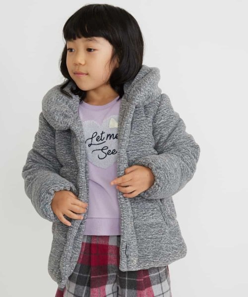 a.v.v(KID'S)(アー・ヴェ・ヴェキッズ)/[100－130]【洗える】メランジ起毛中綿コート[WEB限定サイズ]/グレー