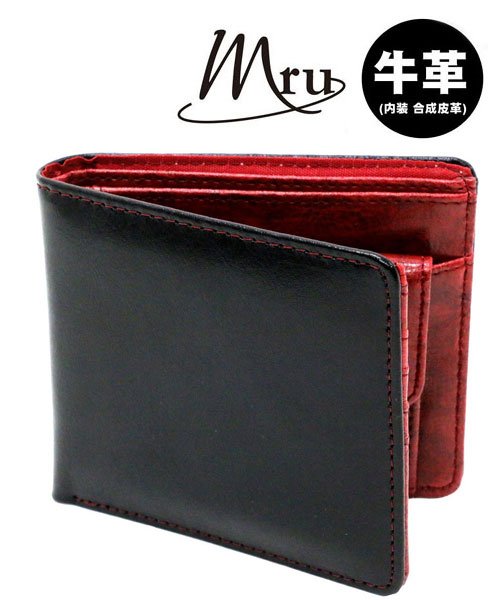 MARUKAWA(マルカワ)/【MRU】レザー 2つ折り 財布 サイフ　レザー 牛革/柄C