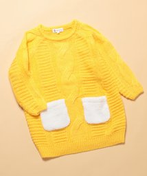 ROPE' PICNIC　KIDS(ロぺピクニックキッズ)/【ROPE' PICNIC KIDS】モヘアタッチボアポケットワンピース/イエロー（80）