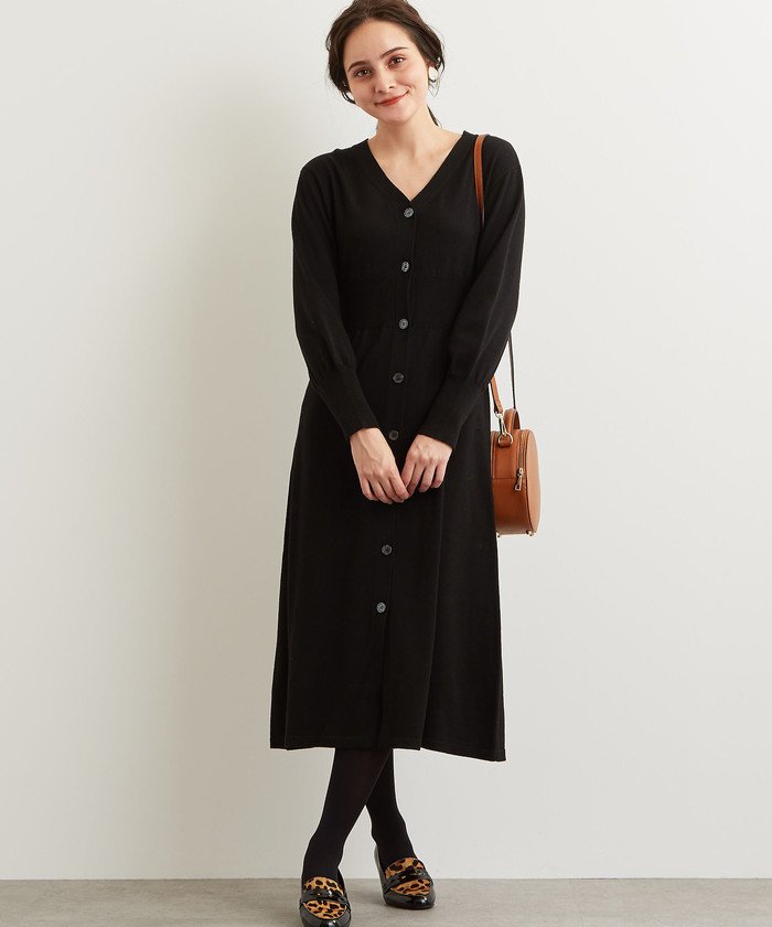 セール 50 Off Sc ロング Vネック ニット ワンピース グリーンレーベルリラクシング Green Label Relaxing Magaseek