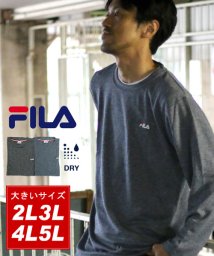 MARUKAWA(大きいサイズのマルカワ)/【FILA】フィラ 大きいサイズ　無地ワッフル長袖Tシャツ ワンポイント刺繍/ブラック