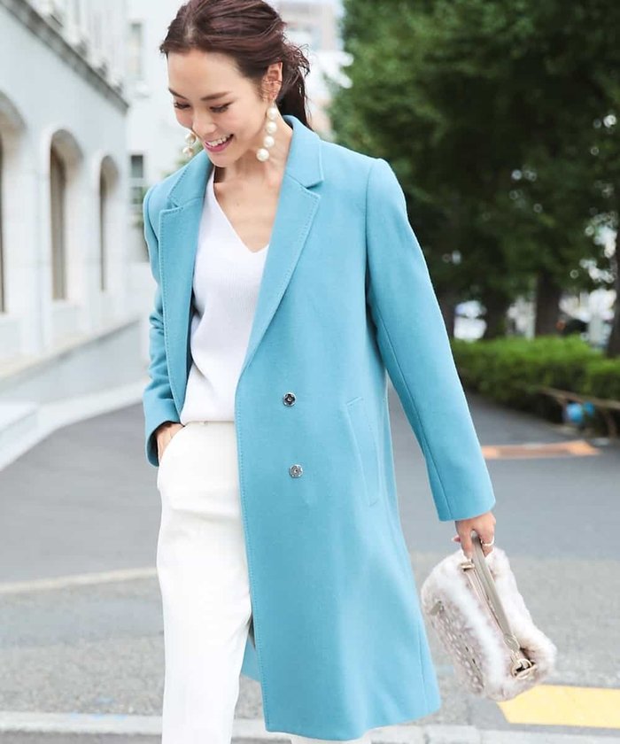 セール ウールチェスターコート ライトブルー ミッシェル クラン Michel Klein Magaseek