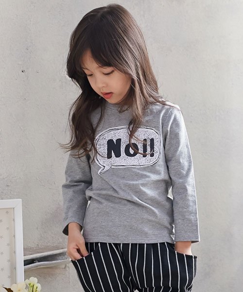 子供服Bee(子供服Bee)/11種類長袖プリントTシャツ/NO×グレー地