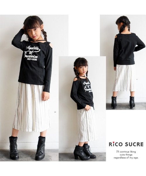 RiCO SUCRE(リコ シュクレ)/オフショルチョーカー風ロングTシャツ/ブラック