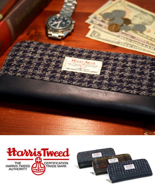 MARUKAWA(マルカワ)/【Harris Tweed】ハリスツイード ラウンドファスナー長サイフ/ 財布 クリスマス プレゼント ギフト/ネイビー