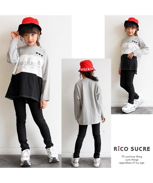 RiCO SUCRE(リコ シュクレ)/メッシュロゴロングTシャツ/杢グレー