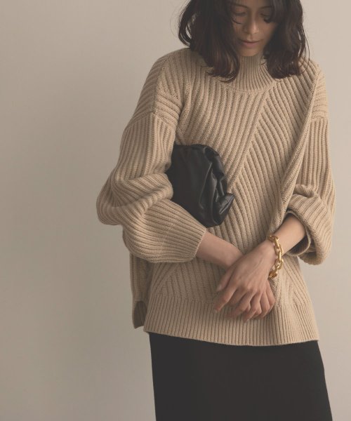 marjour(マージュール)/DIAGONAL LIB KNIT/ベージュ