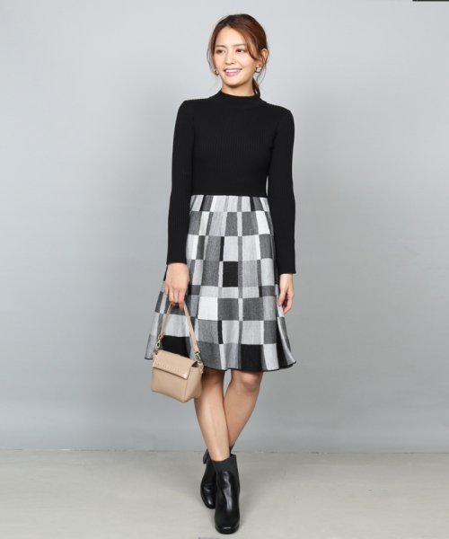 クーポン Bouchon ブション ブロックチェックニットワンピース スコットクラブ Scotclub Magaseek