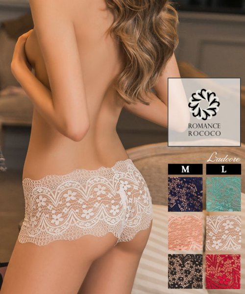 総レースショーツ パンツセクシー 締め付けない 楽 痕 レーシー 透け感 透け透け ロマンスロココ Romance Rococo Magaseek