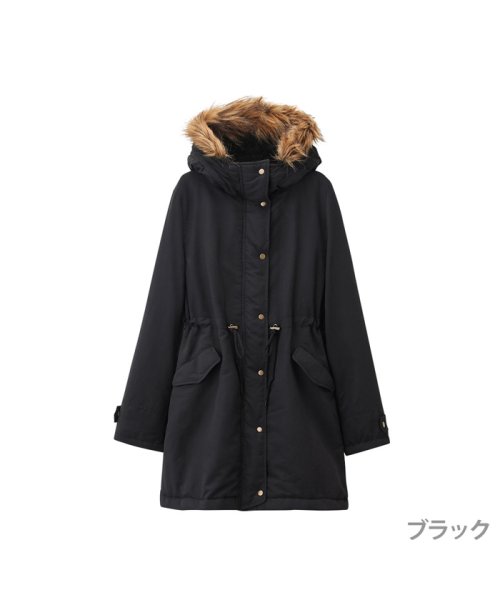 MAC HOUSE(women)(マックハウス（レディース）)/Navy ネイビー 裏ボアモッズコート DT196－WO001/ブラック