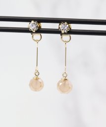 ninon(ニノン)/カットビジューバックキャッチ ジルコニアピアス/ベージュ