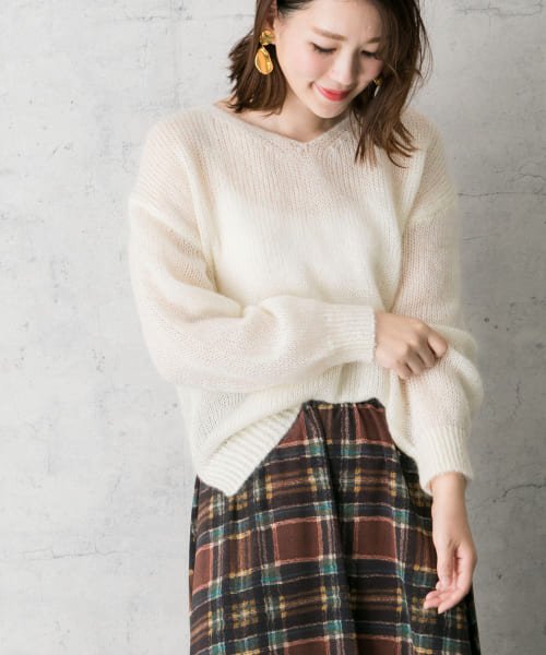 URBAN RESEARCH ROSSO モヘアVネックニット