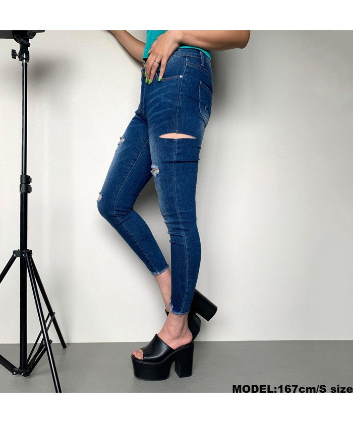 クーポン セール 5 Off Web限定 デニムサイド開きダメージスキニーパンツ ノンヘッジ Non Hedge Magaseek