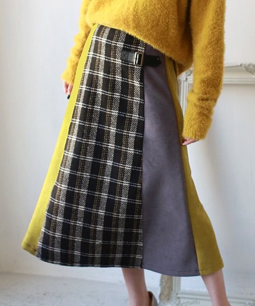 セール She Mo Shelly サイドベルトチェック柄スカート リアルキューブ Real Cube Magaseek