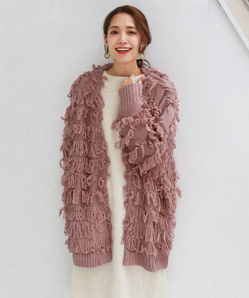 セール Real Cu ボリュームループヤーンニットカーディガン リアルキューブ Real Cube Magaseek