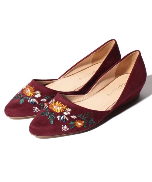 B.C STOCK　OUTLET(ベーセーストックアウトレット)/EMBROIDERY POINTED FLAT SHOES/ボルドー