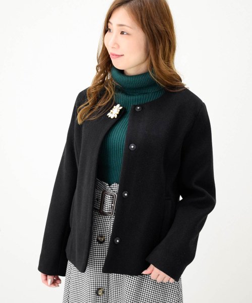 セール ファーマフラー付きノーカラーショートコート エイミーパール バイ パウダーシュガー Eimy Peal By Powder Sugar Magaseek