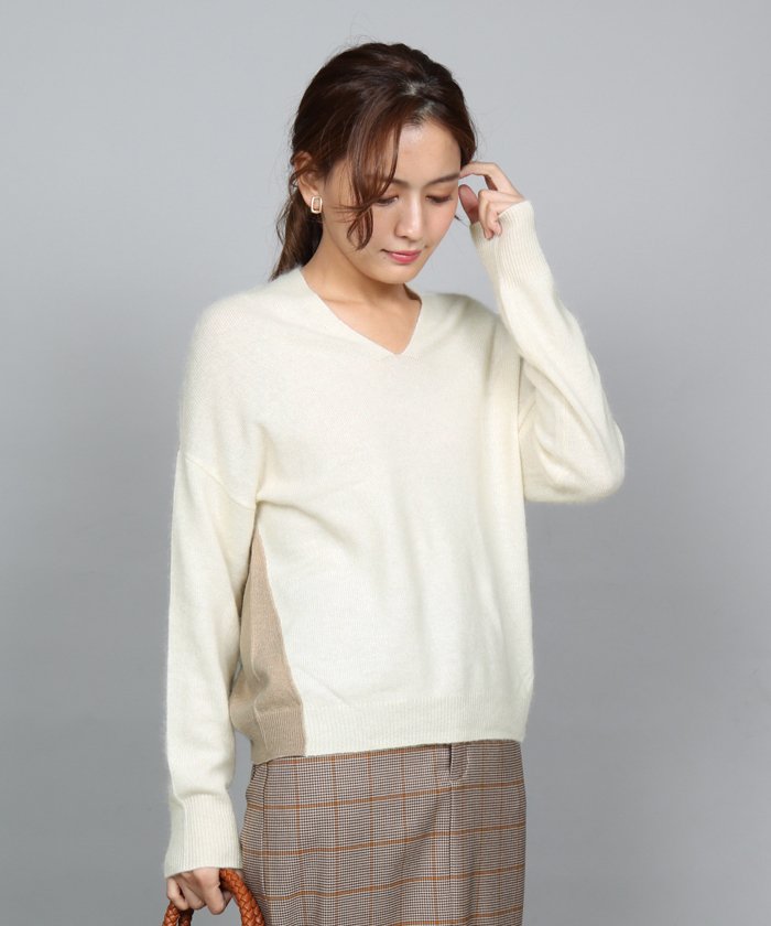 セール Vin ヴァン バイカラーフェレットニット 501441616