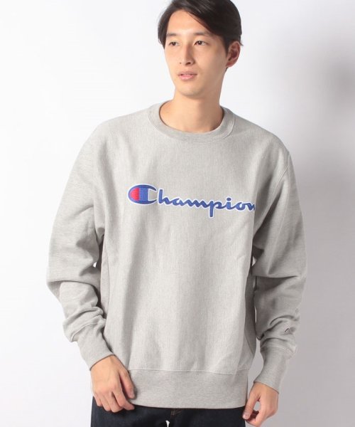 CHAMPION(チャンピオン)/Champion チャンピオン Life Men’s Reverse Weave Crew Chain Stitch Script Logo/グレー