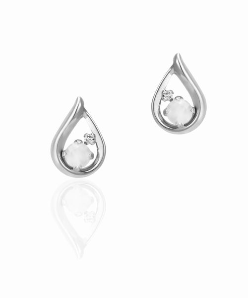 6月誕生石】K10ホワイトゴールドピアス-