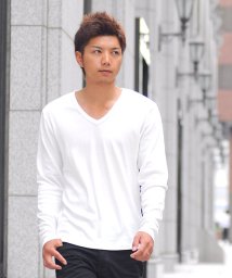 SPADE(スペイド)/Tシャツ ティーシャツ メンズ 長袖 ロングTシャツ ロンT インナー カットソー おしゃれ 黒 白 ホワイト 無地 プレーン/ホワイト