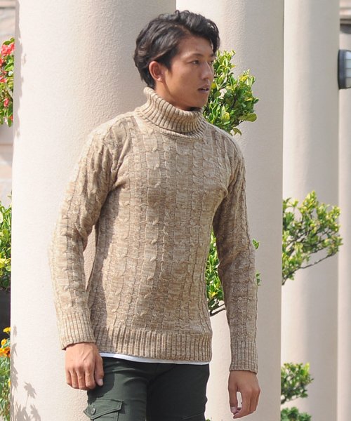 スペイド(SPADE) セーター メンズ Men's ニット knit タートルネック ハイネック ボリュームネック ケーブル編み ケーブル 無地  ニットセーター(501446680) - MAGASEEK