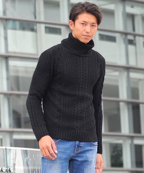 セーター ニットフィッシャーマンメンズ タートルネック ハイネック ニットソー セーター Sweater きれいめ ブラック グレー 白 ホワイト 紺 ネイビー スペイド Spade Magaseek