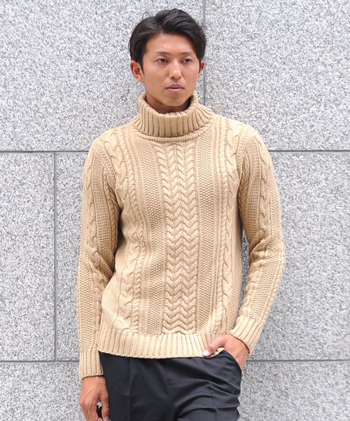 セーター ニットフィッシャーマンメンズ タートルネック ハイネック ニットソー セーター Sweater きれいめ ブラック グレー 白 ホワイト 紺 ネイビー スペイド Spade Magaseek