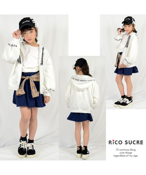 RiCO SUCRE(リコ シュクレ)/裏起毛ロゴテープビッグジップパーカー/オフホワイト