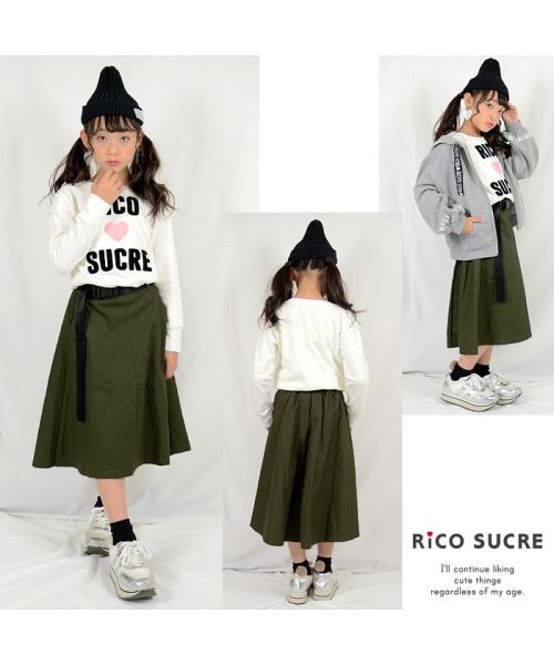 RiCO SUCRE(リコ シュクレ)/ベルト付ロングスカート/カーキ