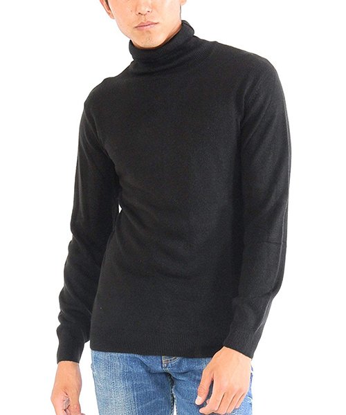 ニットknitメンズmen Sボーダータートルネックカシミアタッチvネックニットソーセーターsweaterスエーターきれいめブラックグレー スペイド Spade Magaseek