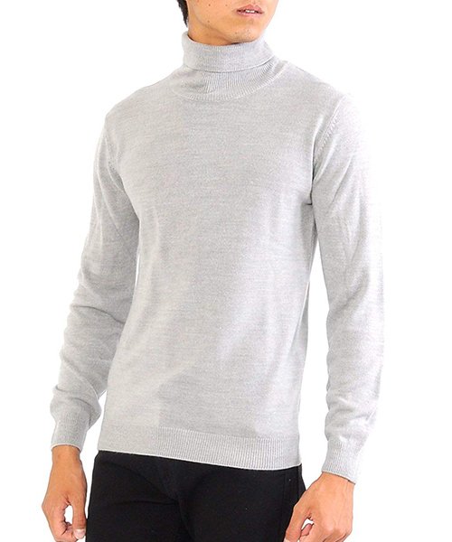 SPADE(スペイド)/ニットknitメンズMen'sボーダータートルネックカシミアタッチVネックニットソーセーターsweaterスエーターきれいめブラックグレー/グレー