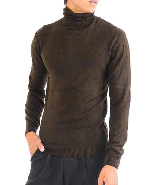 ニットknitメンズMen'sボーダータートルネックカシミアタッチVネックニットソーセーターsweaterスエーターきれいめブラックグレー