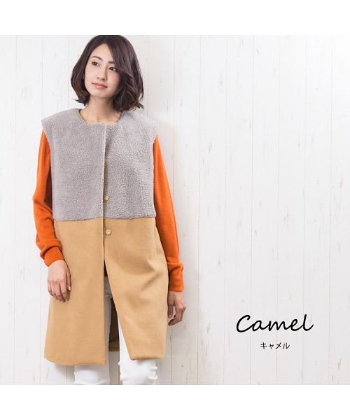 レディース アウター ボア フェイクウールベスト ミリアンデニ Mili An Deni Magaseek レディース アウター ボア フェイクウールベスト ミリアンデニ Mili An Deni Magaseek