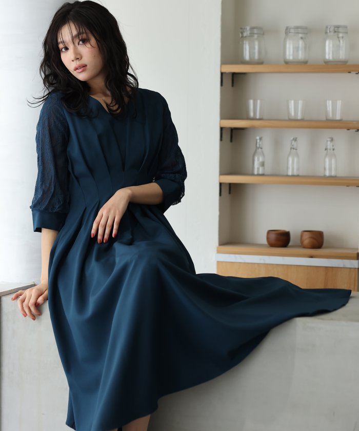 フレア ロングスカート 結婚式ワンピース 同窓会 成人式 セレモニー大きいサイズ対応フォーマルパーティードレス プールヴー Pourvous Magaseek