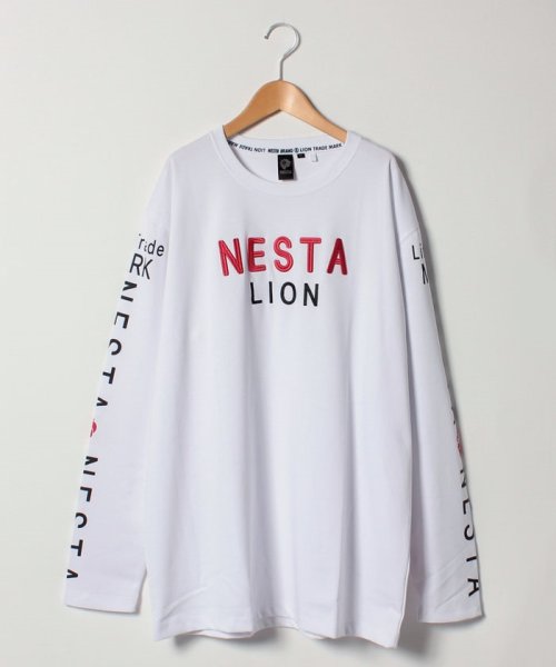 MARUKAWA(大きいサイズのマルカワ)/【NESTA BRAND】 ネスタ 大きいサイズ 長袖 プリント Tシャツ/ホワイト