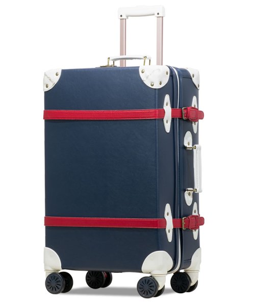 tavivako(タビバコ)/RECESS トランク 革 キャリーケース トランクキャリー 8輪 スーツケース アンティーク Lサイズ 大型 軽量 旅行バッグ キャリーバッグ TSA/ネイビー