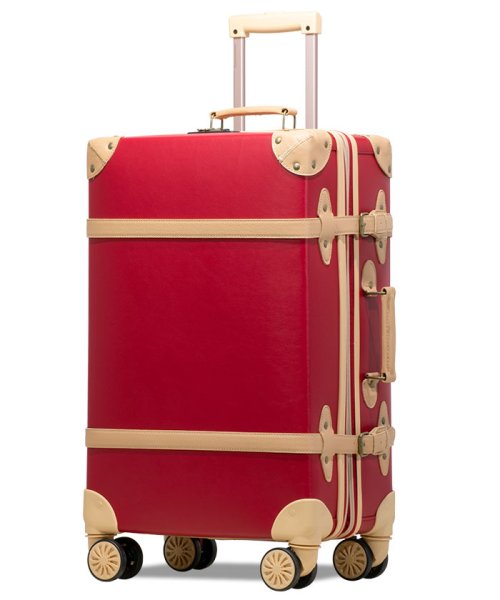 tavivako(タビバコ)/RECESS トランク 革 キャリーケース トランクキャリー 8輪 スーツケース アンティーク Lサイズ 大型 軽量 旅行バッグ キャリーバッグ TSA/レッド