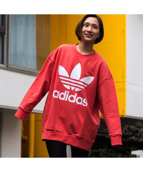 Adidas(アディダス)/アディダス オリジナルス トレフォイル オーバーサイズクルー/レッド