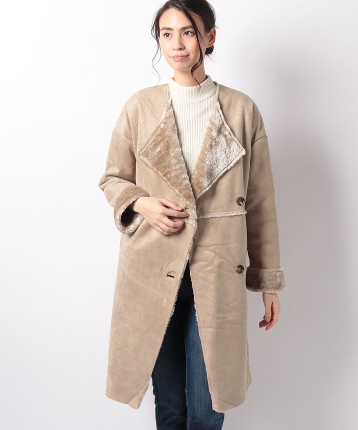 セール ノーカラーフェイクムートンコート スタイルブロック レディース Styleblock Magaseek