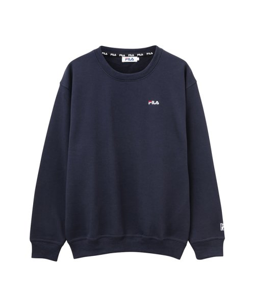 MAC HOUSE(men)(マックハウス（メンズ）)/FILA フィラ 裏起毛ワンポイントロゴ刺繍トレーナー FH7381/ネイビー