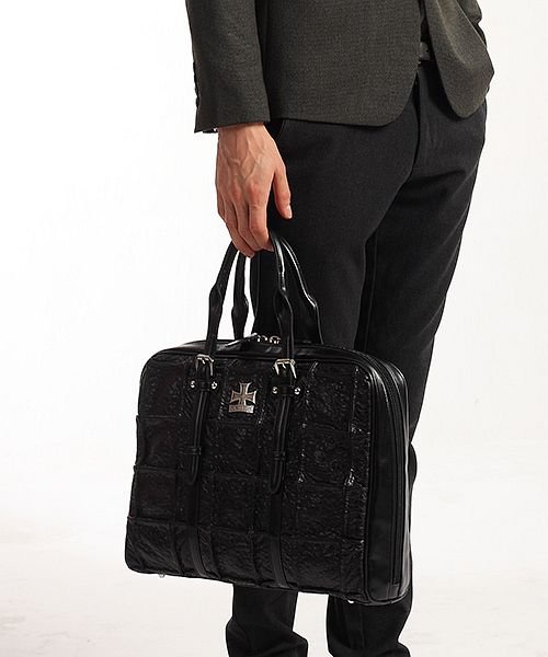 EL-DIABLO(エルディアブロ)/ビジネスバッグ メンズ ブリーフケース A4 ビジネスバック ビジネス 鞄 フェイクレザー パッチワーク/ブラック