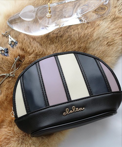 メイクポーチ ポーチ 大容量 シェル型 可愛い ストライプ マルチポーチ コンパクト Clelia クレリア ベレッサ Bellezza CL-62210 (501511032) クレリア(Clelia) MAGASEEK 新品未使用 メイクポーチ グレースコンチネンタル