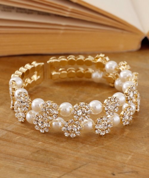 結婚式 デイリー パール ビジューフラワーモチーフブレスレット プールヴー Pourvous Magaseek 結婚式 デイリー パール ビジューフラワーモチーフブレスレット プールヴー Pourvous Magaseek