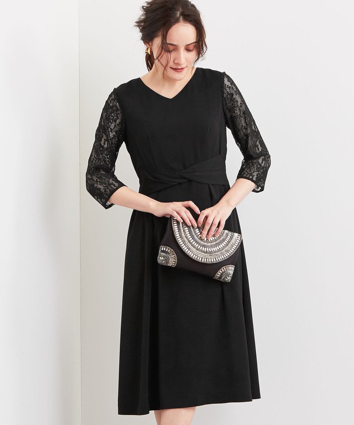 D Clan ブラック レース袖 ワンピース グリーンレーベルリラクシング Green Label Relaxing Magaseek