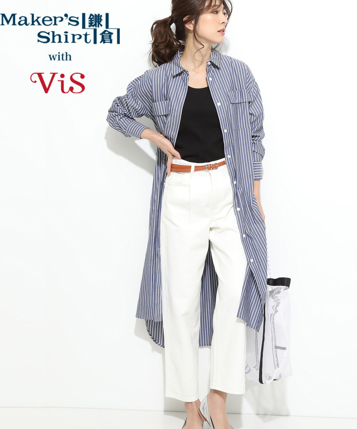 セール 鎌倉シャツ Vis ロングシャツワンピース ビス Vis Magaseek
