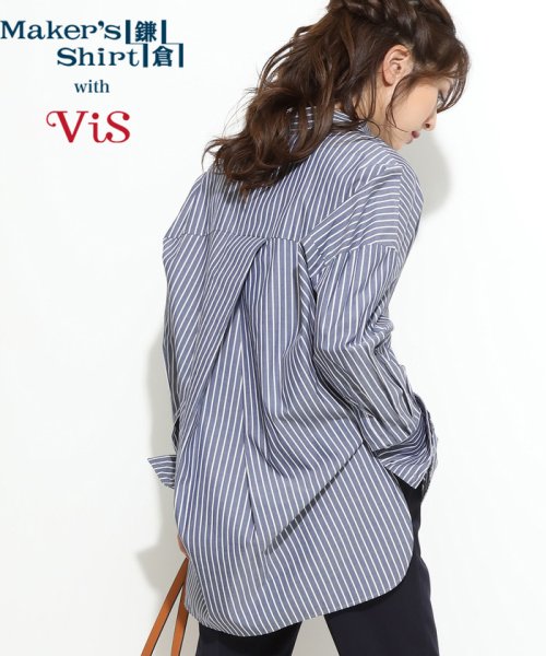 VIS(ビス)/【鎌倉シャツ×ViS】ルーズシルエットシャツ/ネイビー系（41）