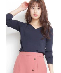 N Natural Beauty Basic(エヌナチュラルビューティベーシック)/総針Vネックニット/ネイビー